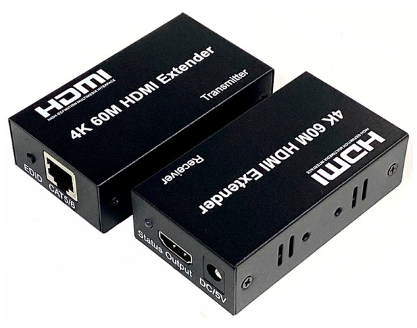 Удлинитель сигнала HDMI UltraHD 4К по витой паре RJ45 (LAN) до 60м, комплект, черный