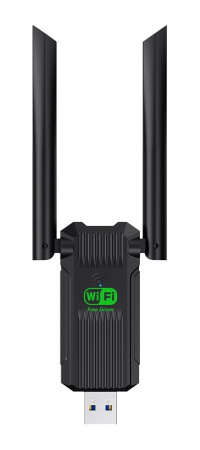 Адаптер - беспроводной Wi-Fi-приемник USB3.0 PRO, две усиленные антенны, до 1300 Мбит/с, двухдиапазонный - 2.4GHz/5.8GHz, (Free Driver)