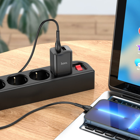 Зарядное устройство сетевое - блок питания HOCO N25, 2.1A, 2 USB, черный