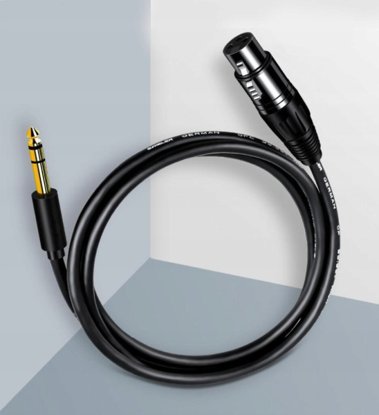 Кабель jack 6.35mm - XLR для микрофона, черный, 1,5 метра