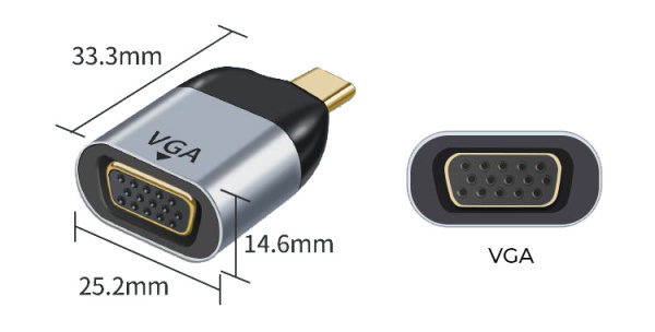 Адаптер - переходник USB3.1 Type-С - VGA, mini, серебро