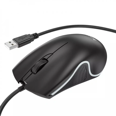 Мышь игровая проводная HOCO GM19, RGB подсветка, 1000dpi,  2кн. 1кол., черный