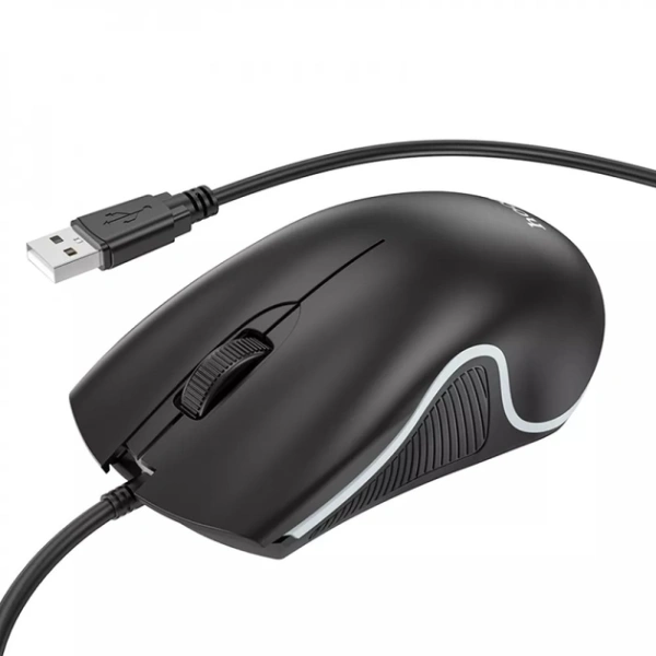 Мышь игровая проводная HOCO GM19, RGB подсветка, 1000dpi,  2кн. 1кол., черный