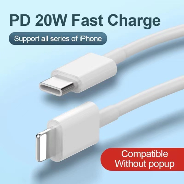 Дата-кабель для сверхбыстрой зарядки Lightning - USB-C PD 20W 5A, 1 метр, белый