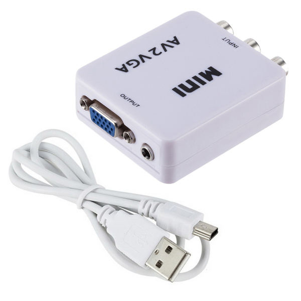 Адаптер - переходник RCA (AV) на VGA, белый