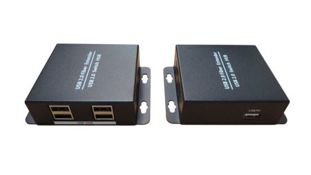 Удлинитель USB2.0 1х4 по оптическому SC кабелю до 20км, комплект, черный