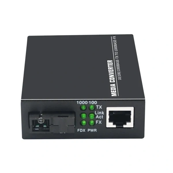 Медиаконвертер - удлинитель - коммутатор оптический 1xRJ45 10/100/1000MB - 1xSC до 3км одномодовый одноволоконный, комплект