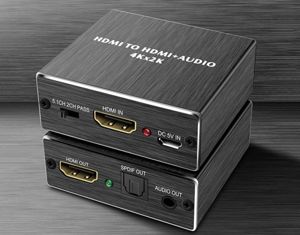 Адаптер - переходник HDMI - HDMI 4K - оптика (Toslink/SPDIF) - jack 3.5mm (AUX)
