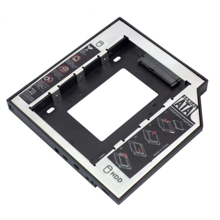 Адаптер SATA III - внутренний корпус для SSD/HDD для ноутбука - optibay (оптибей), 12,7мм, пластик, черный