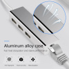 Адаптер - переходник - хаб USB3.1 Type-C на 3x USB3.0 - RJ45 (LAN) до 1000 Мбит/с, серебро
