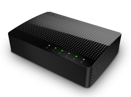 Сетевой хаб - коммутатор LAN - разветвитель RJ45 на 5 портов 10/100/1000 Мбит/с SG105M, черный