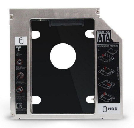 Адаптер SATA III - внутренний корпус для SSD/HDD для ноутбука - optibay (оптибей), 9.5мм, металлический