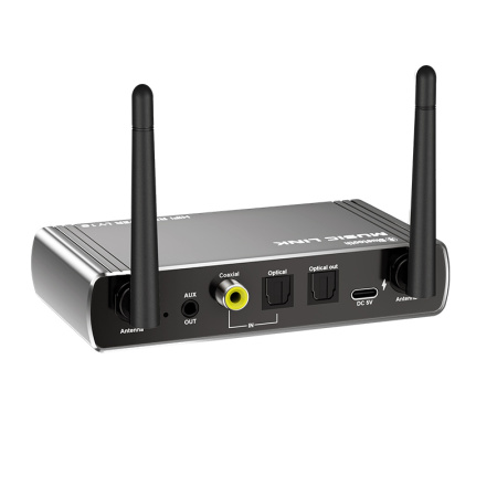 Аудио адаптер Hi-Fi LY18 Bluetooth v5.4 (TX/RX) / оптика (Toslink/SPDIF) / AUX 3.5мм / RCA / USB / картридер TF / функция караоке (MIC 6,35мм), регулировка звука и тембра, пульт ДУ