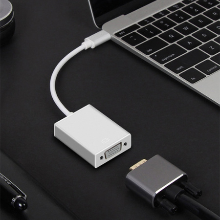 Адаптер - переходник USB3.1 Type-C - VGA, серебро