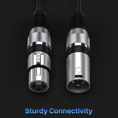 Аудио-кабель XLR (для микрофона, гитары, инструментов), M-F, black, 5 метров