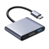 Адаптер - переходник - хаб USB3.1 Type-C на HDMI - USB3.1 Type-C - USB3.0 4K60Hz, серый