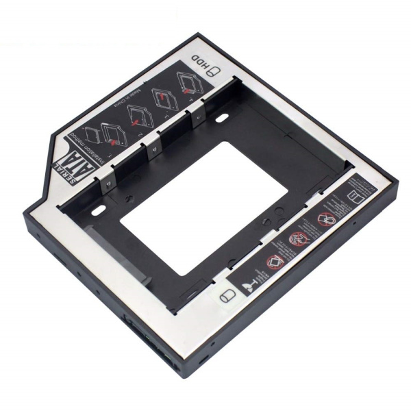 Адаптер SATA III - внутренний корпус для SSD/HDD для ноутбука - optibay (оптибей), 9,0мм, пластик, черный