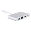 Адаптер - переходник - хаб 4in1 USB3.1 Type-C на HDMI - USB3.0 - USB3.1 Type-C - RJ45 (LAN) до 100 Мбит/с, серебро