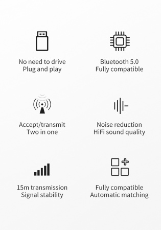 Беспроводной аудио адаптер T10 Hi-Fi, Bluetooth 5.0 RX/TX приемник-передатчик, черный