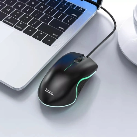 Мышь игровая проводная HOCO GM19, RGB подсветка, 1000dpi,  2кн. 1кол., черный