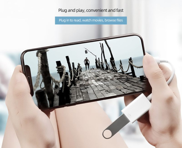 Адаптер - переходник OTG Lightning - USB3.0, ver.02, белый