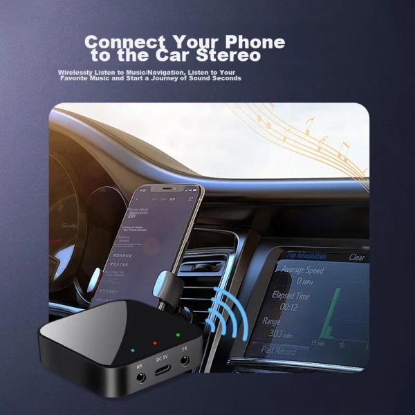 Беспроводной аудио адаптер Bluetooth v5.3 RX/TX приемник-передатчик T38, черный