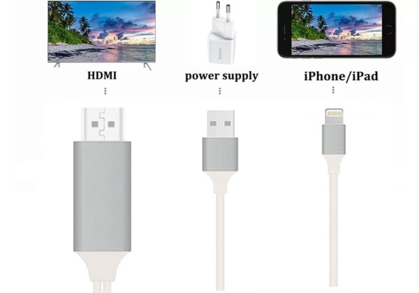 Кабель HDMI - Lightning для подключения смартфона к телевизору, 1,8 метра