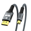 Кабель Mini DisplayPort v2.1 (mDP2.1) – DisplayPort v2.1 (DP2.1)  – 16K 60Гц (DSC) / 8K 120Гц / 4K 240Гц, 54 Гбит/с, HDR, алюминий, оплетка, 2 метра