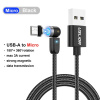 Поворотный зарядный магнитный USB кабель USLION, 1м, черный