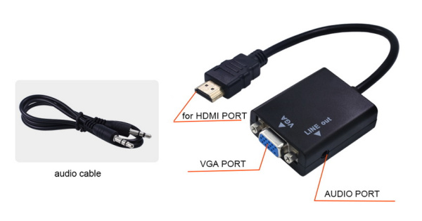 Адаптер - переходник HDMI – VGA - jack 3.5mm (AUX) PRO, черный