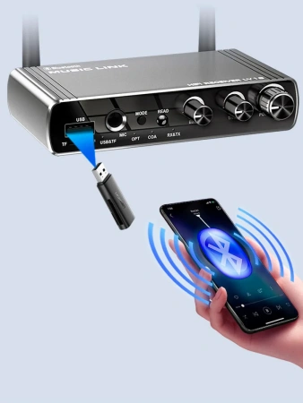 Караоке-система Аудио адаптер Hi-Fi LY18, беспроводной микрофон DM-684, комплект: 4 микрофона + приемник