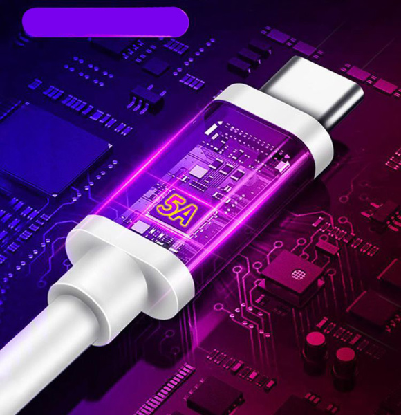 Зарядный USB дата-кабель Type-C для сверхбыстрой зарядки, 5.0A, 2 метра, белый