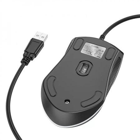 Мышь игровая проводная HOCO GM19, RGB подсветка, 1000dpi,  2кн. 1кол., черный