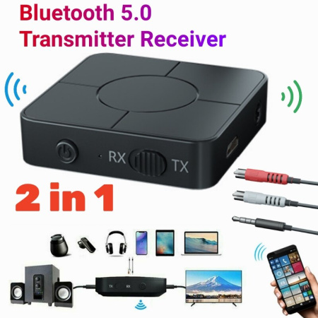 Беспроводной аудио адаптер Bluetooth v5.0 RX/TX приемник-передатчик KN326, громкая связь, черный