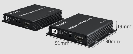 KVM IP-удлинитель HDMI USB по витой паре RJ45 UTP (LAN) до 300 метров, FullHD 1080p, EDID, комплект, черный