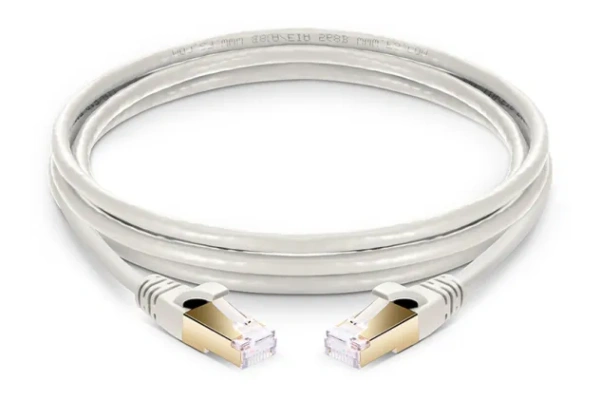 Сетевой кабель RJ45 - витая пара - патчкорд FTP CAT-7 10 Гбит/с POE, бескислородная медь, двойное экранирование, 1 метр, белый