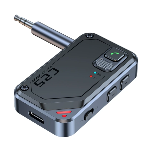 Аудио адаптер C25 приемник-передатчик (TX/RX) Bluetooth v5.3 - AUX 3.5мм, для дома и автомобиля, громкая связь (handsfree)