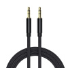 Кабель jack 3.5mm (AUX), папа-папа, 1,5 метра, ткань, черный