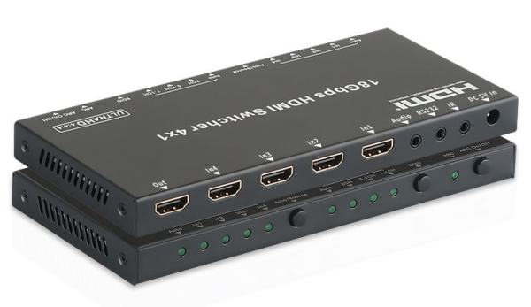 Переключатель - свитч HDMI 4х1, RS232, Jack 3,5mm, SPDIF, UHD 4K 60Hz