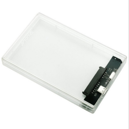 Внешний корпус - бокс SATA - MiniUSB - USB2.0 для жесткого диска SSD/HDD 2.5”, прозрачный
