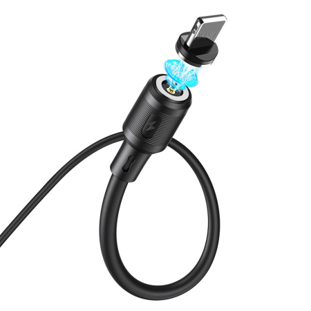 Зарядный магнитный USB дата кабель HOCO X52 Lightning, 2.4A, 1м, черный