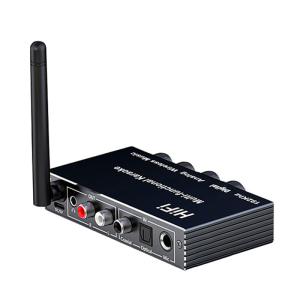 Аудио адаптер Hi-Fi J200 приемник (RX) Bluetooth v5.4 - оптика (Toslink/SPDIF) / AUX 3.5мм / RCA / USB, функция караоке (MIC 6,35мм), регулировка звука, тембра и громкости микрофона, пульт ДУ