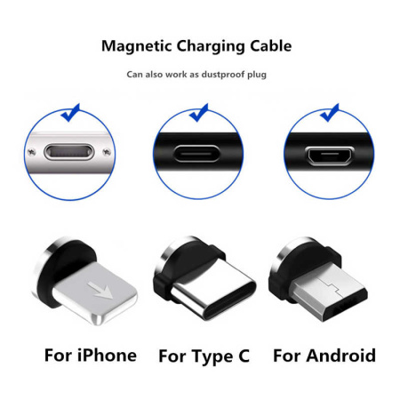 Магнитная головка - коннектор USLION Lightning для зарядного USB кабеля