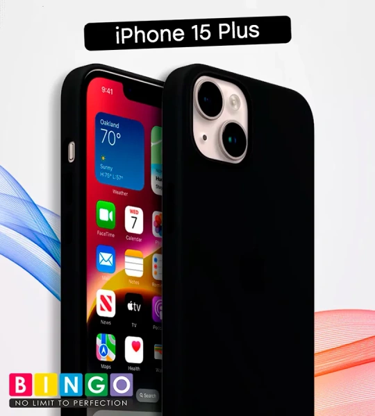 Чехол - бампер для Apple iPhone 15 Plus, Bingo Silicone Case, черный