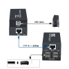 Адаптер - USB удлинитель по сетевому кабелю RJ45 до 200 метров для клавиатуры, мышки, камеры, принтера, комплект, черный