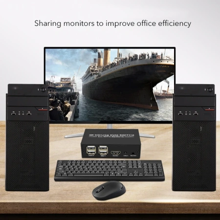 Адаптер - 2-х портовый KVM-переключатель HDMI 4K USB2.0/USB-C, черный