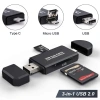 Картридер TF/SD - адаптер для карт памяти - USB Type-C - MicroUSB - USB2.0, черный