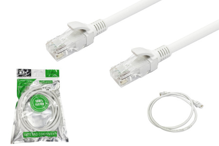 Сетевой кабель - витая пара - RJ45 (LAN) патчкорд UTP CAT-6, 1 метр, белый