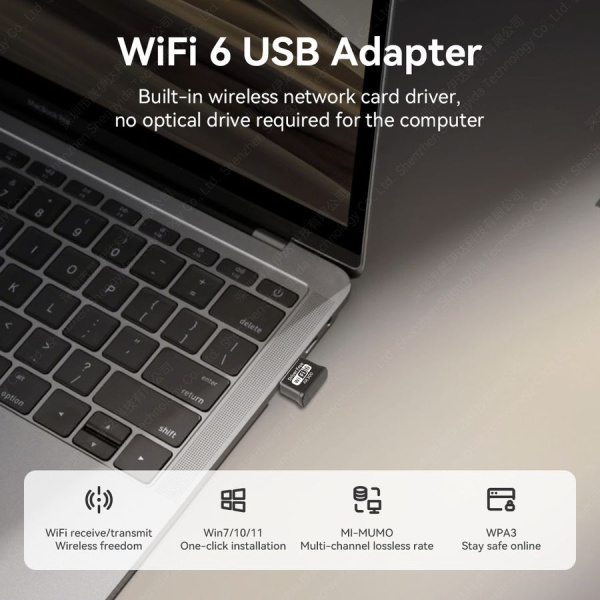 Адаптер WIFI 6 - беспроводной Wi-Fi-приемник USB2.0, до 300 Мбит/с, 2.4GHz (Free Driver)
