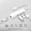 Адаптер - переходник - хаб USB2.0 - 3x USB2.0 - RJ45 (LAN) до 10 Мбит/с, белый